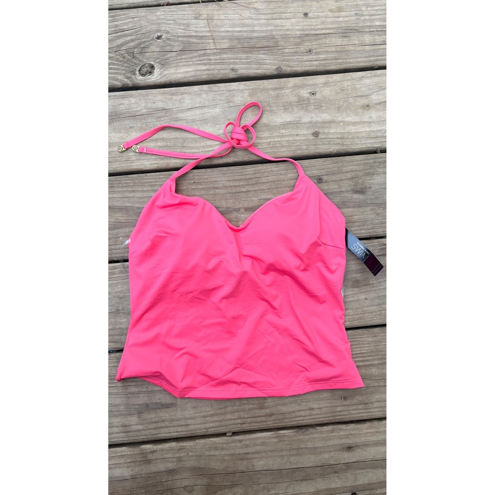 Victorias Secret Swim Neon Pink Halter Tankini Top Large ST 11281046 CC 85Q1 NWT